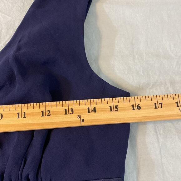 Max & Cleo Navy Silk Goddess Dress With Pleated Skirt Size 6 - Picture 6 of 10